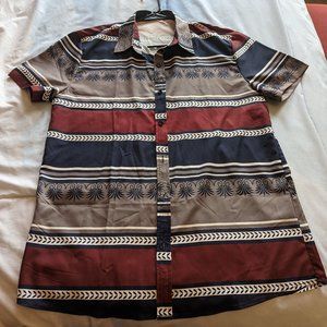 Men's T Shirt Large Shein Blue Maroon Grey
